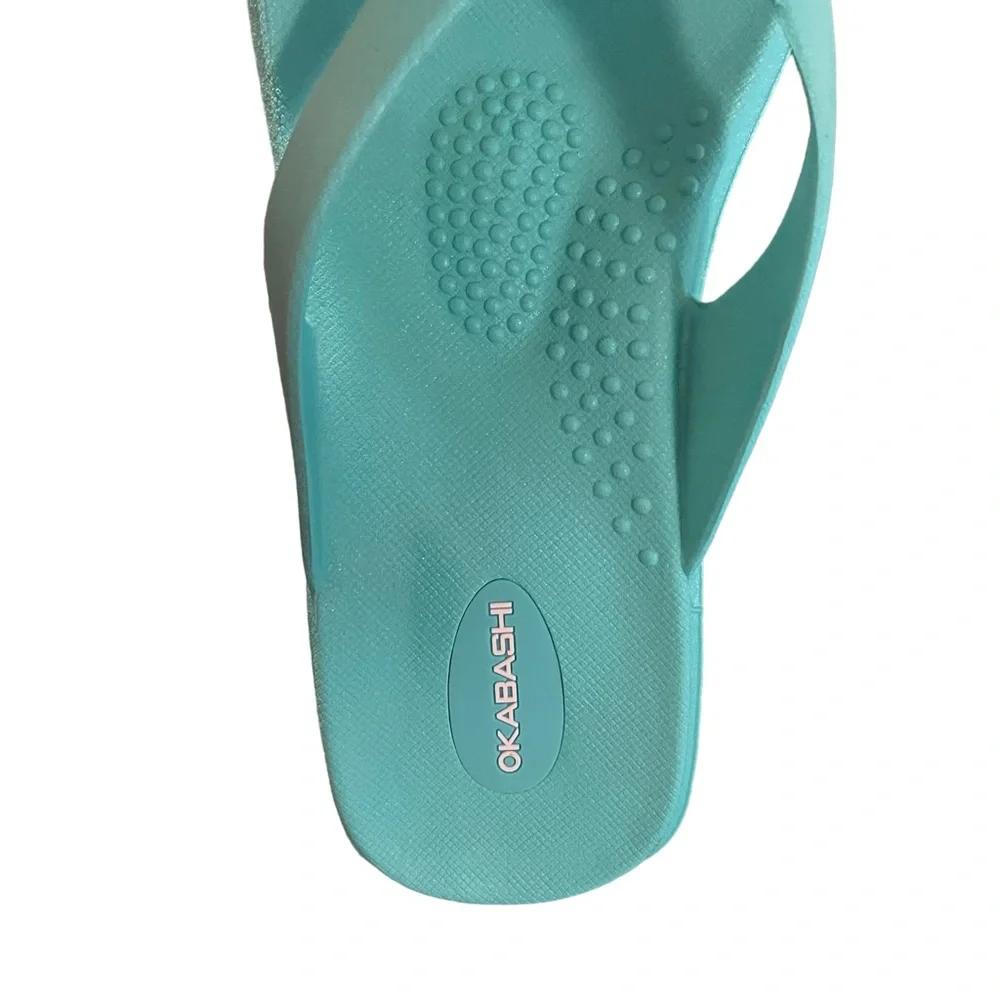 OKABASHI Splash Flip Flops/Sandals Vegan Molded Seaglass color Size 8-9